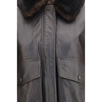 Loulou De Saison Brown Calf Leather Bos Taurus Bomber Loulou De Saison