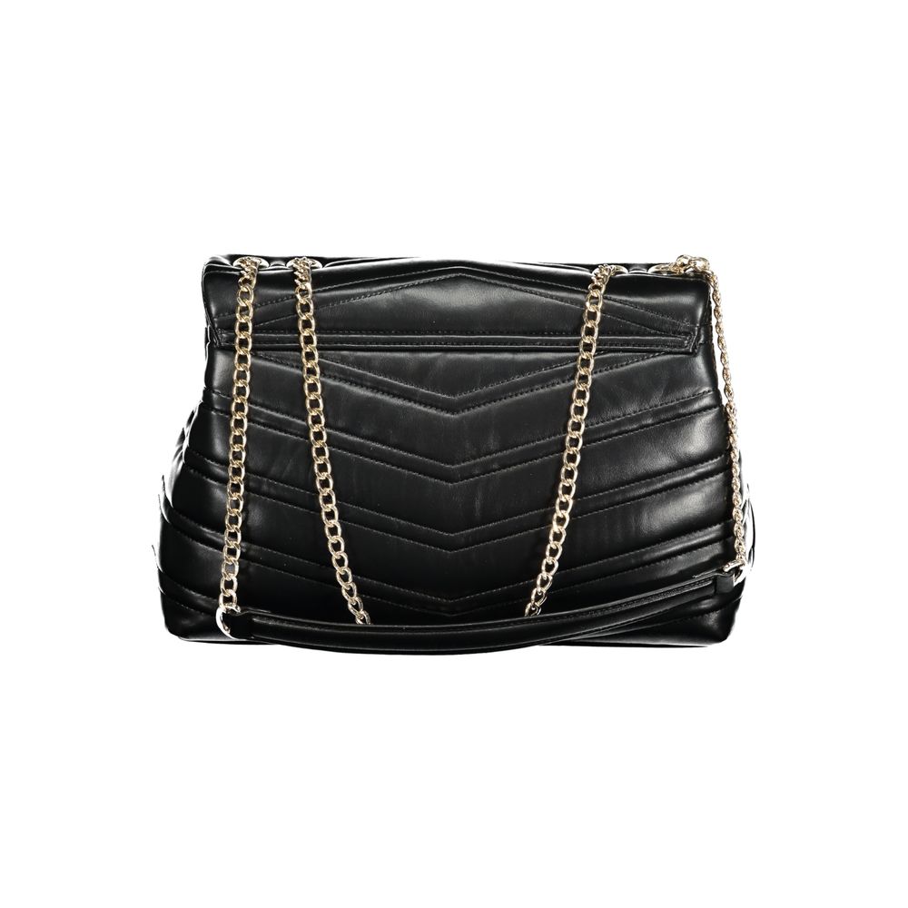 Mario Valentino Nero Polyurethane Women's Bag with Chain Shoulder Strap Mario Valentino