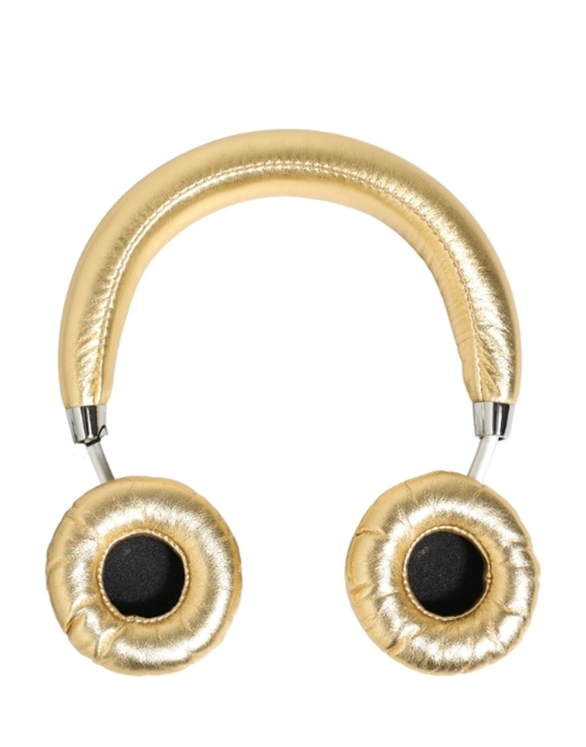 Dolce & Gabbana Women Gold Leather Wireless On-Ear Headset Headphones Dolce & Gabbana