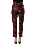 BENCIVENGA burgundy high waist patterned straight trouser pants displayed on a model.