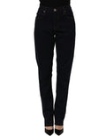 Blue high waist skinny denim trousers by Versace Jeans Couture, showcasing fitted design and classic denim texture.