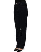 Blue high waist skinny denim trousers from Versace Jeans Couture, showcasing classic fit and stylish design.