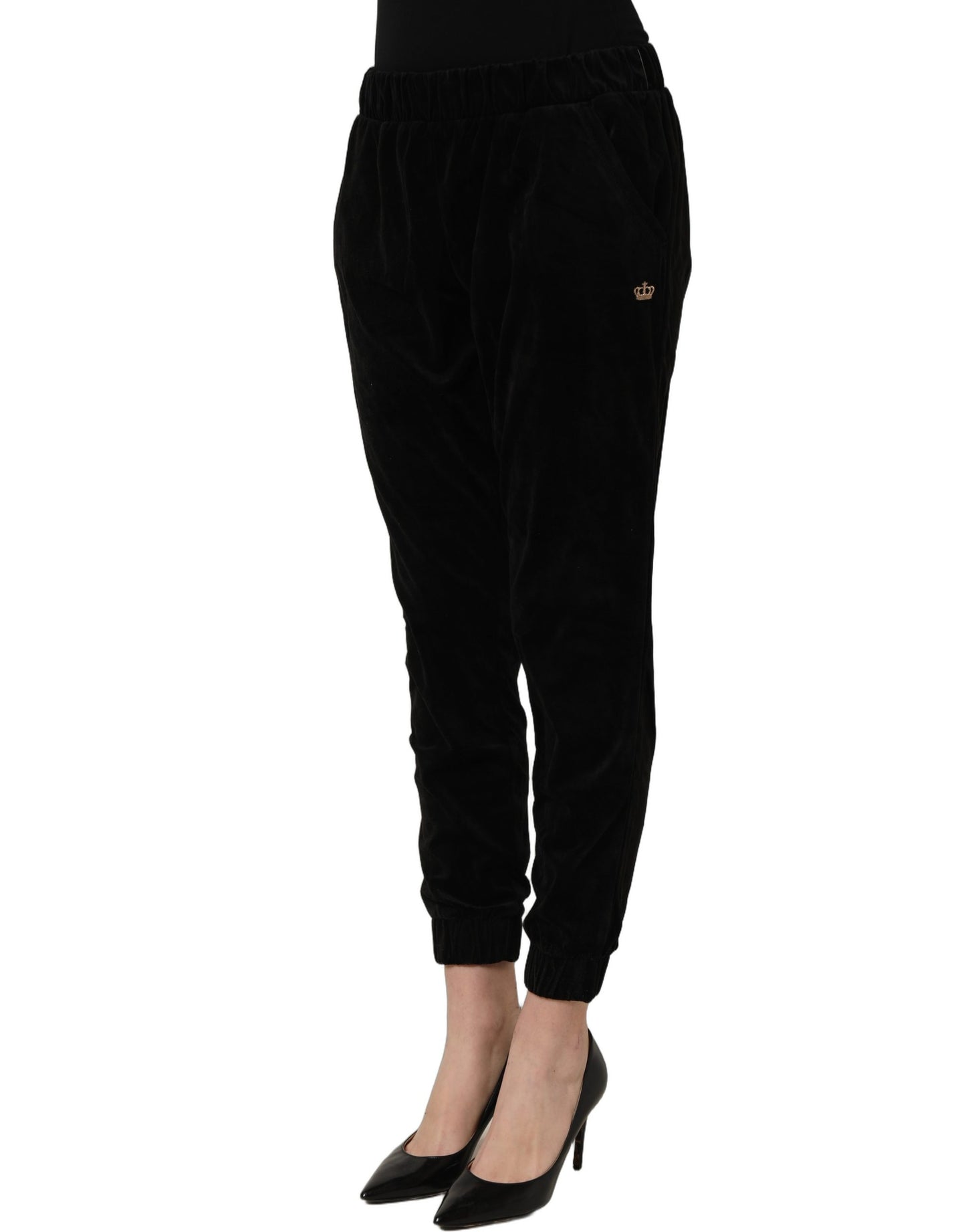Juicy Couture Dark Gray Mid Waist Tapered Cropped Trouser Pants Juicy Couture
