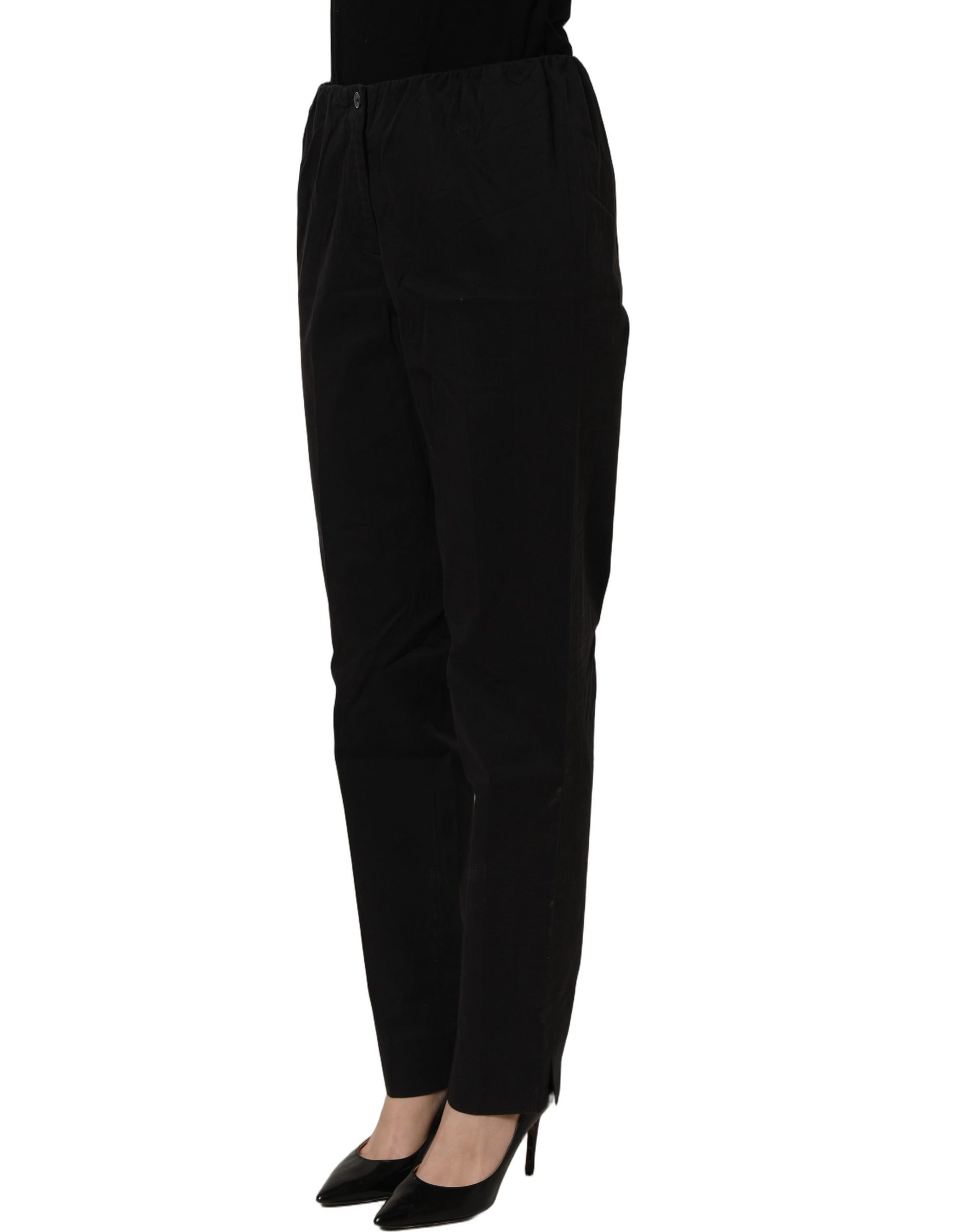 QL2 Black High-Waisted Straight Chino Women Trouser Pants QL2