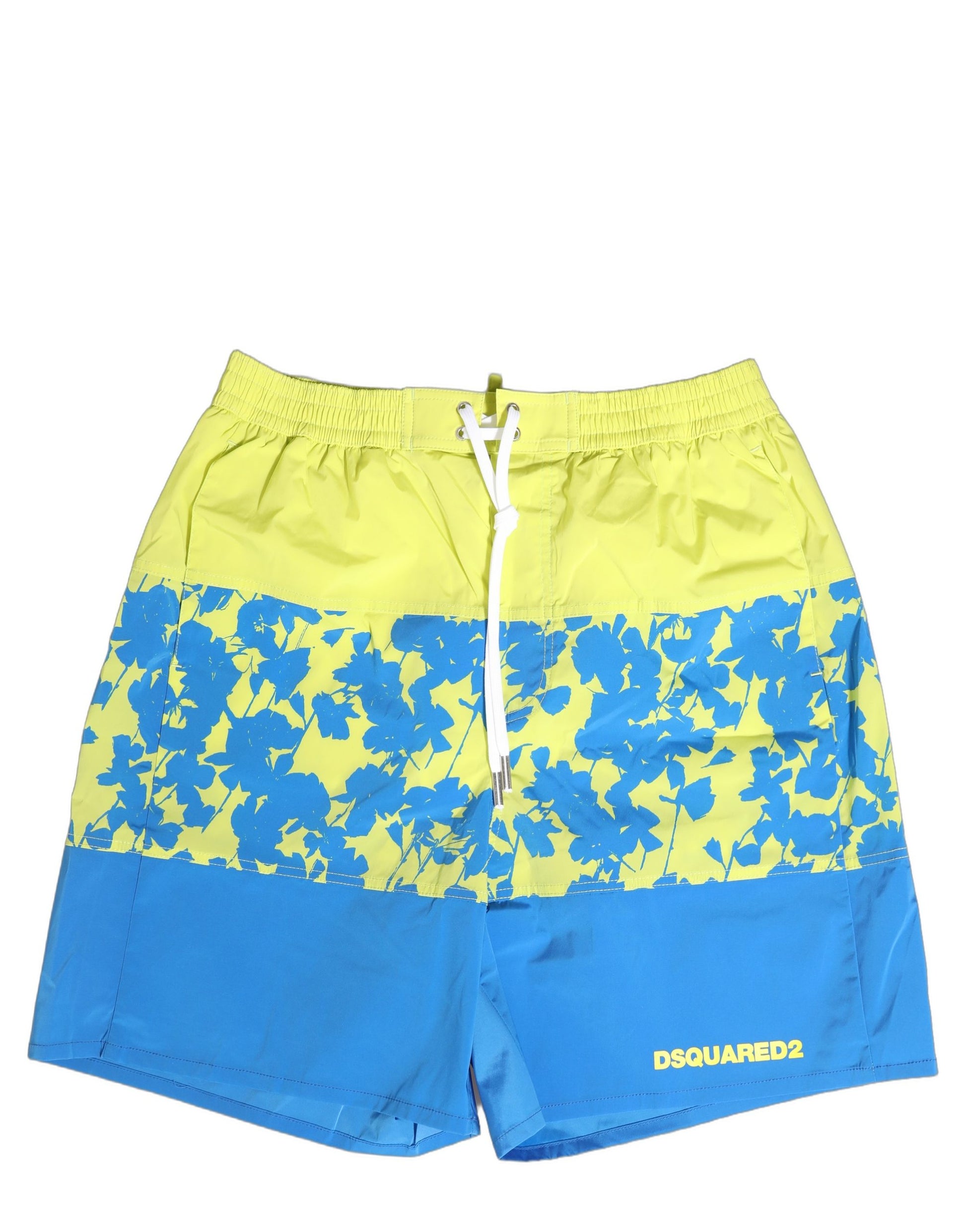 Dsquared² Blue Yellow Floral Boxer Shorts Beachwear Swimwear Dsquared²