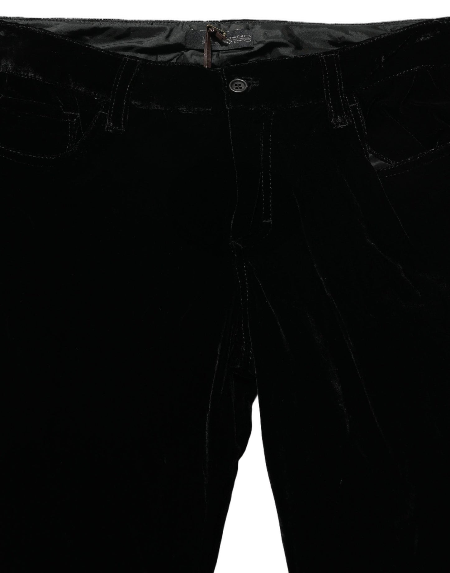 Ermanno Scervino Black Viscose Blend Velvet Slim Fit Pants Ermanno Scervino