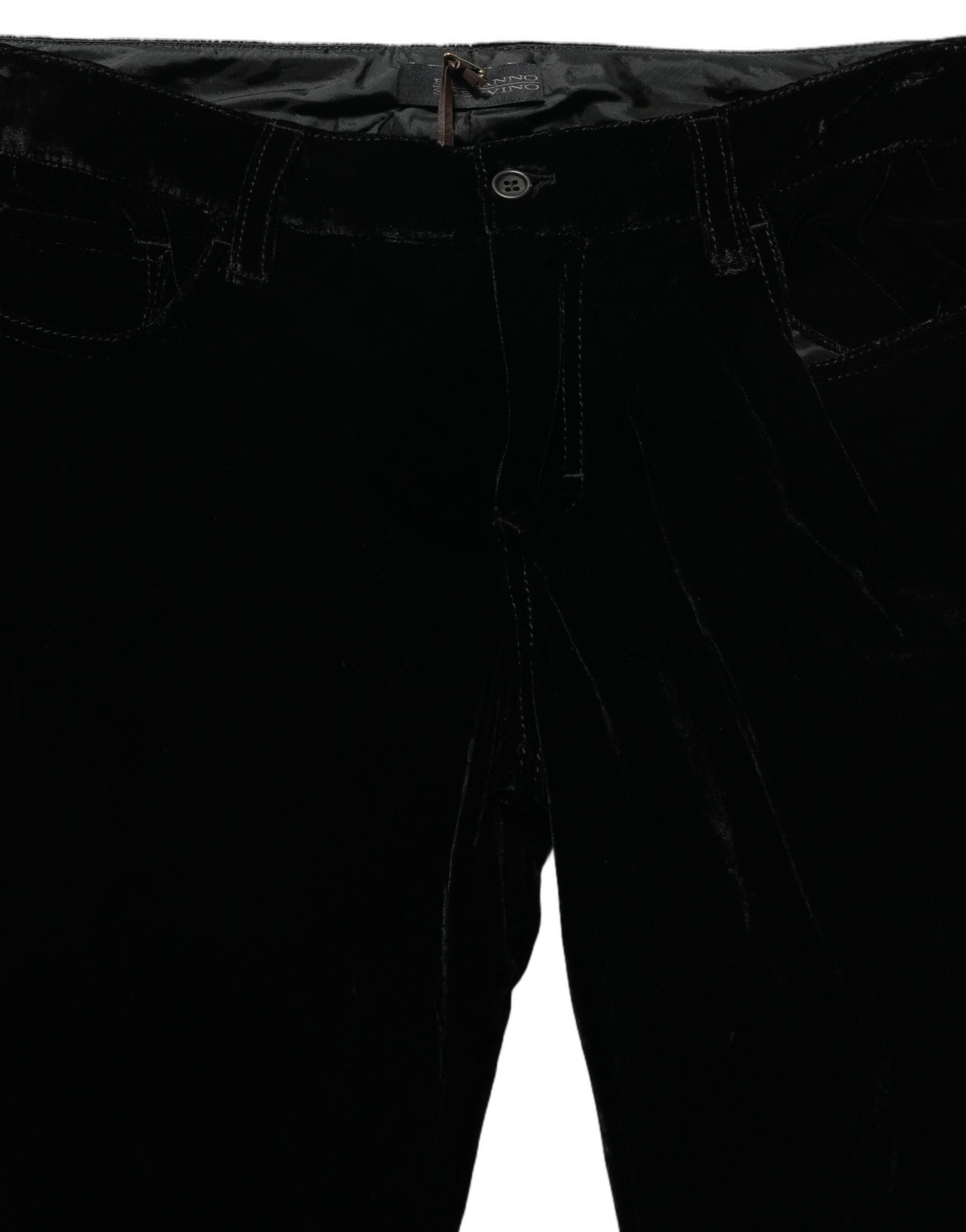 Ermanno Scervino Black Viscose Blend Velvet Slim Fit Pants Ermanno Scervino