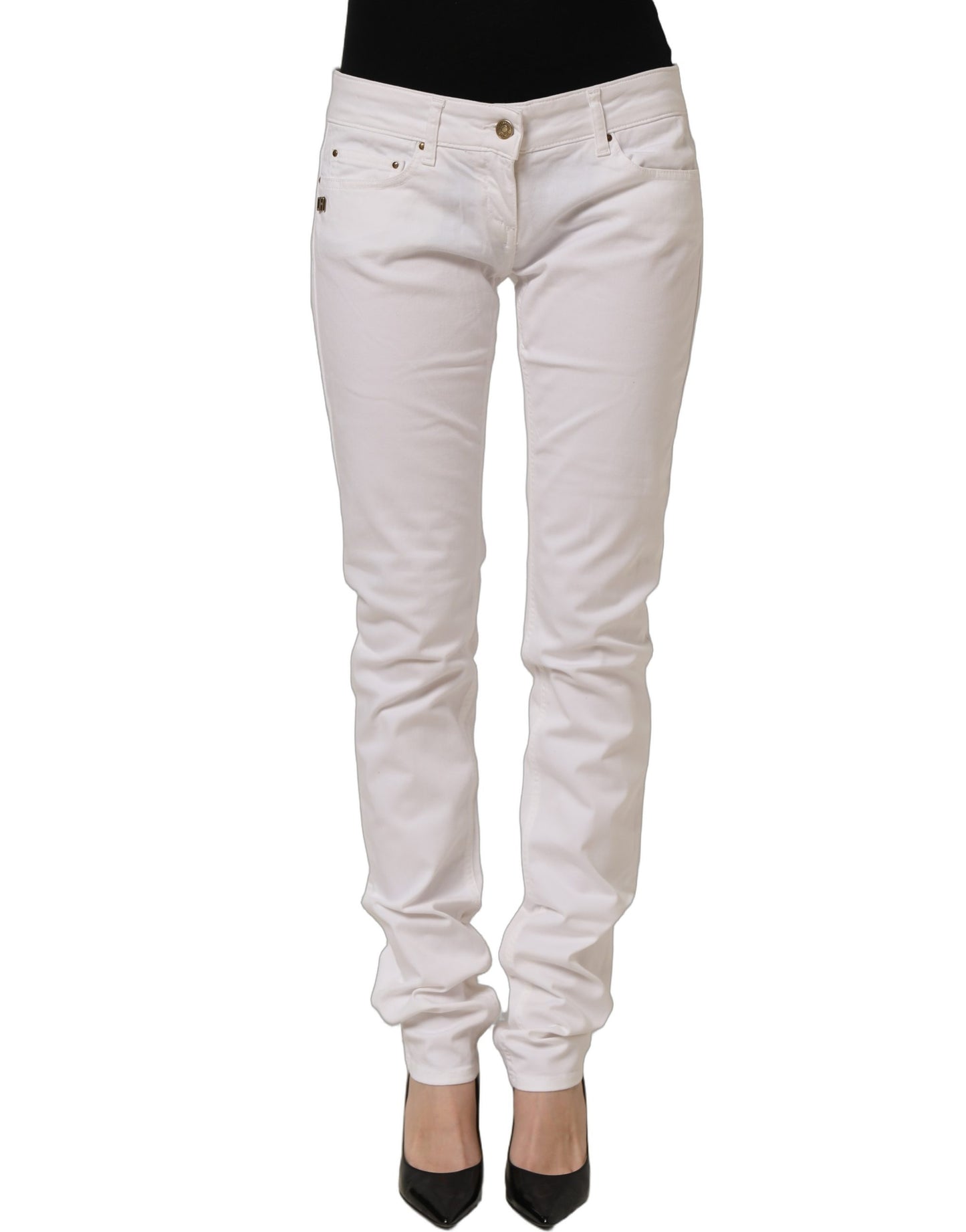 Daniele Alessandrini White Cotton Stretch Skinny Denim Jeans Daniele Alessandrini