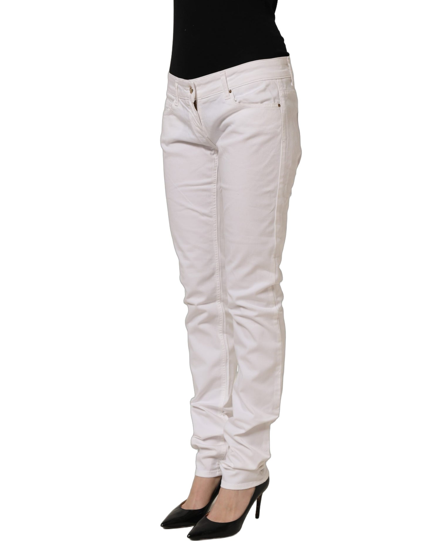 Daniele Alessandrini White Cotton Stretch Skinny Denim Jeans Daniele Alessandrini