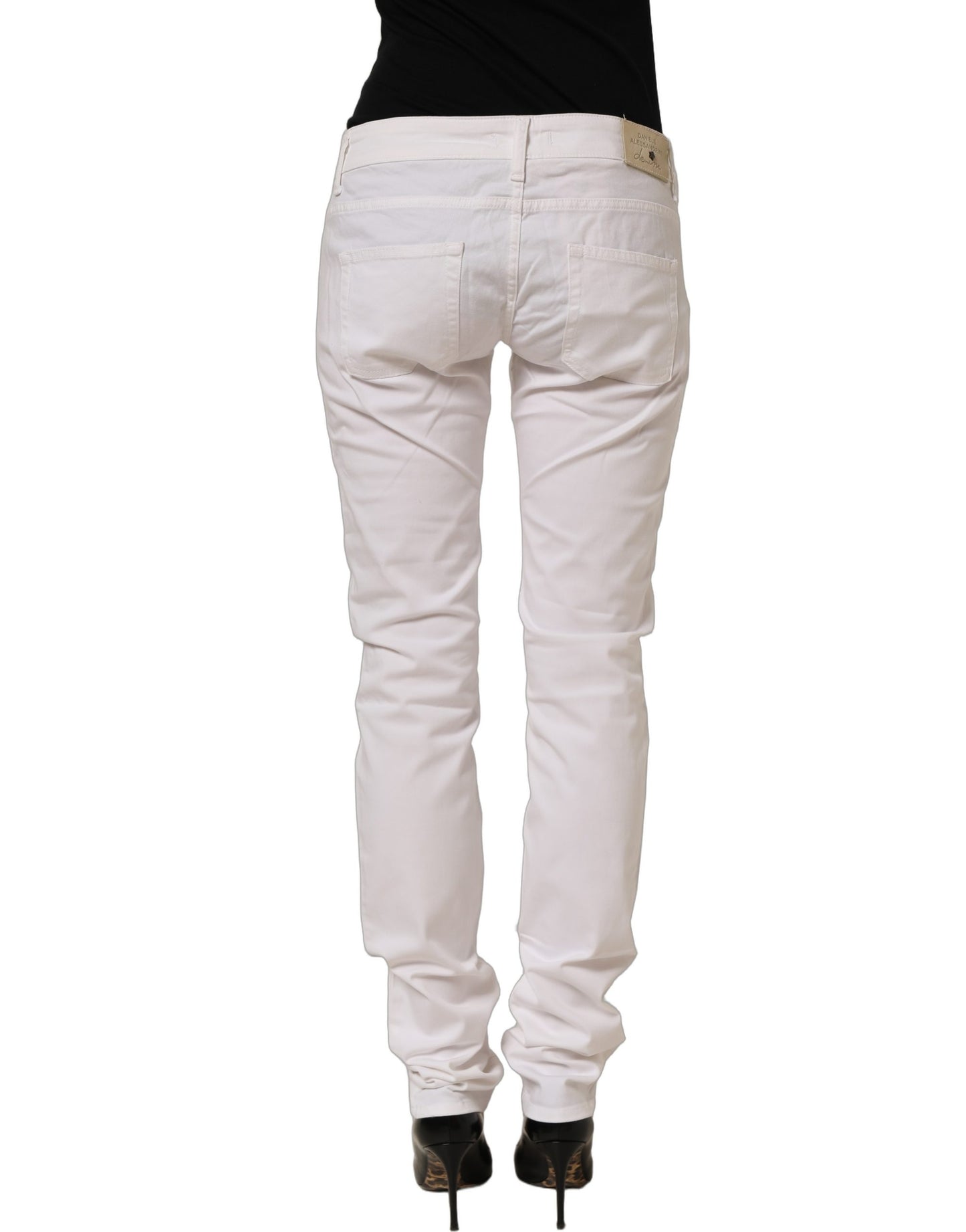 Daniele Alessandrini White Cotton Stretch Skinny Denim Jeans Daniele Alessandrini