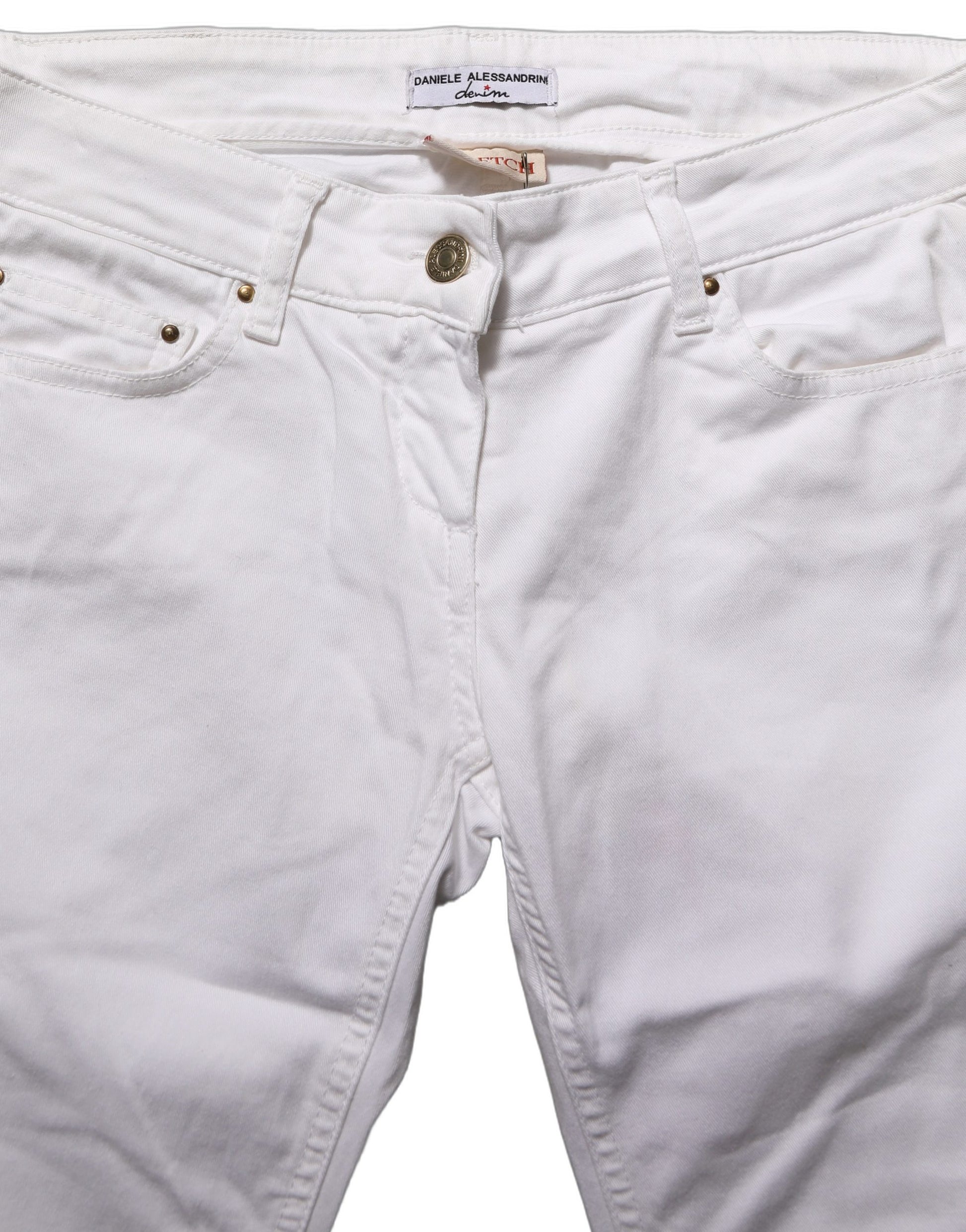 Daniele Alessandrini White Cotton Stretch Skinny Denim Jeans Daniele Alessandrini