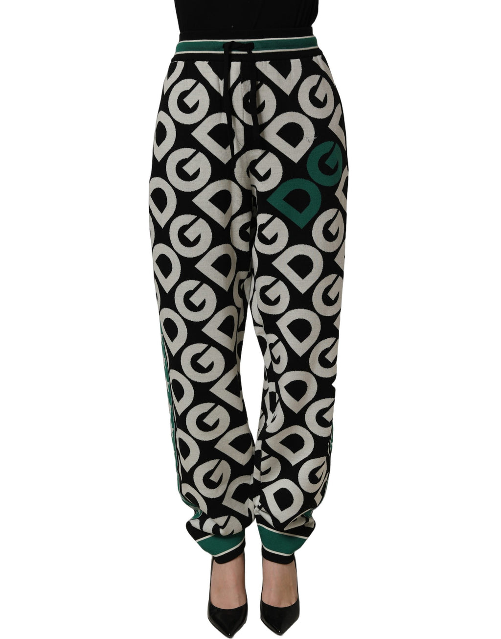 Dolce & Gabbana Black Wool Logo Jogger Sweatpants Pants - Eljoys Fashion 