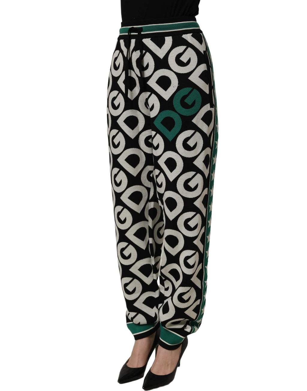 Dolce & Gabbana Black Wool Logo Jogger Sweatpants Pants - Eljoys Fashion 