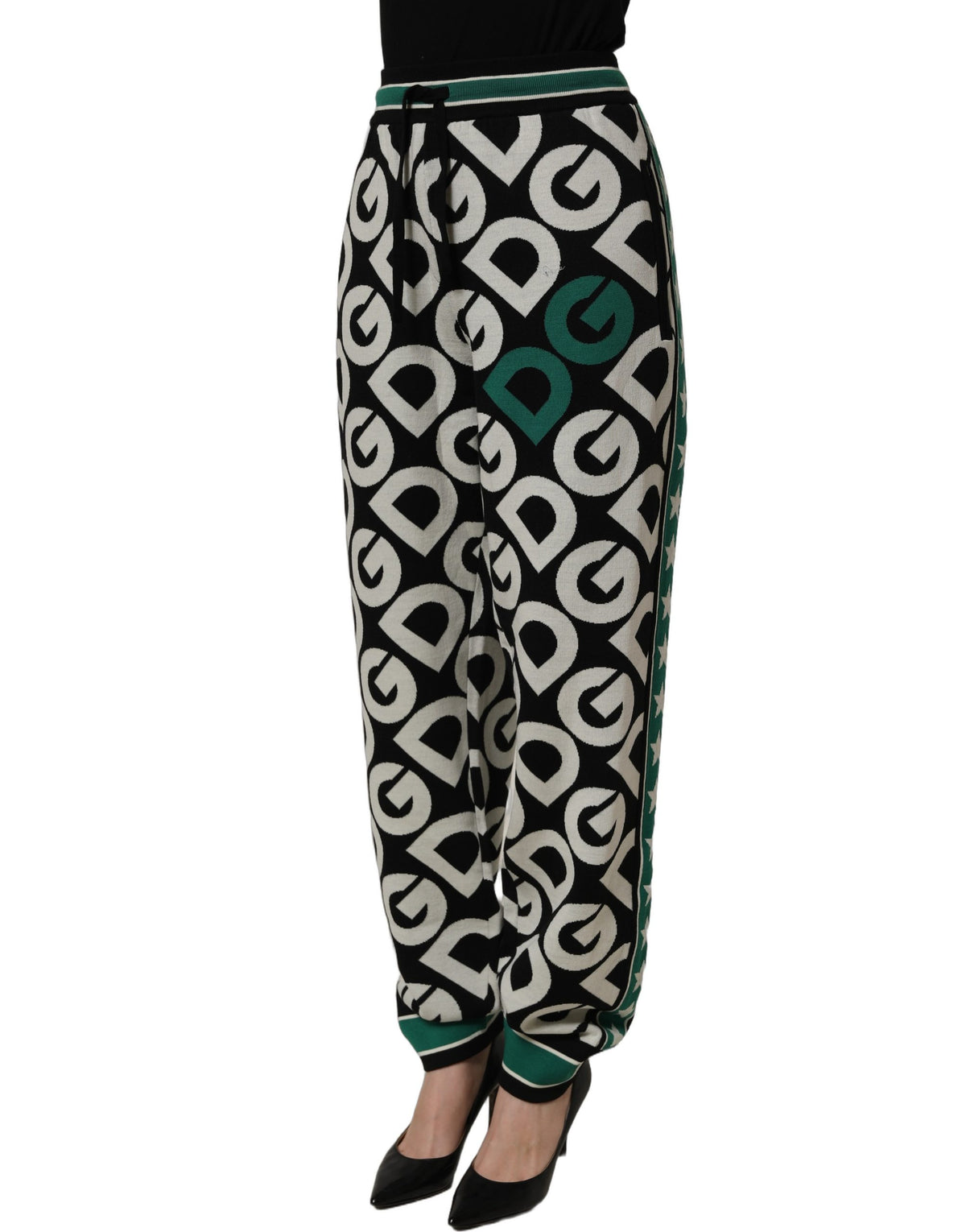 Dolce & Gabbana Black Wool Logo Jogger Sweatpants Pants - Eljoys Fashion 