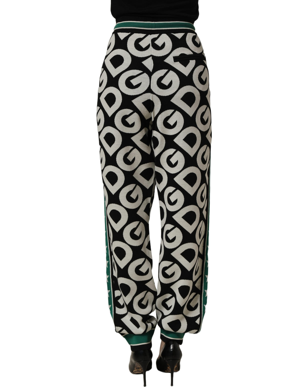 Dolce & Gabbana Black Wool Logo Jogger Sweatpants Pants - Eljoys Fashion 