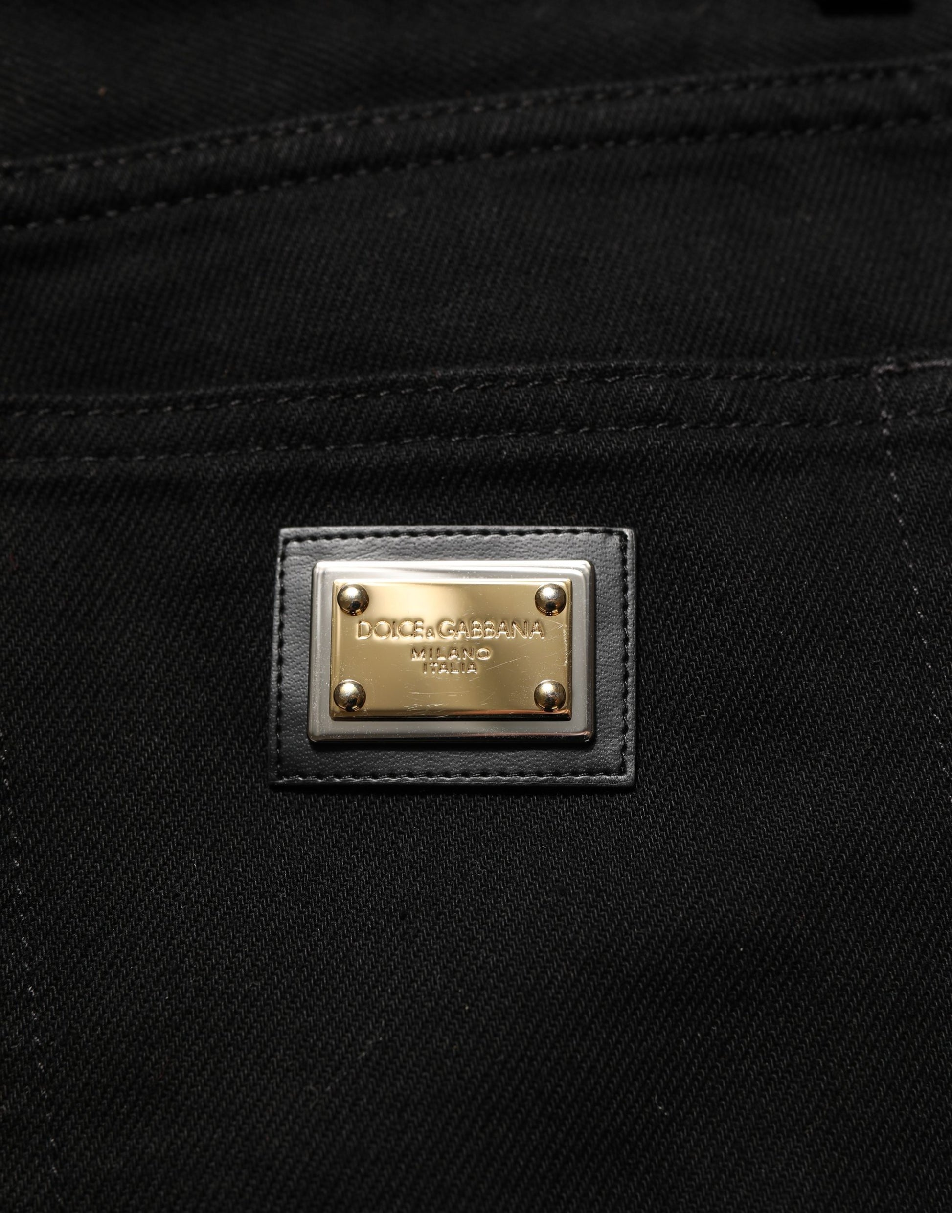 Dolce & Gabbana Black Cotton Stretch Straight Denim Jeans Dolce & Gabbana