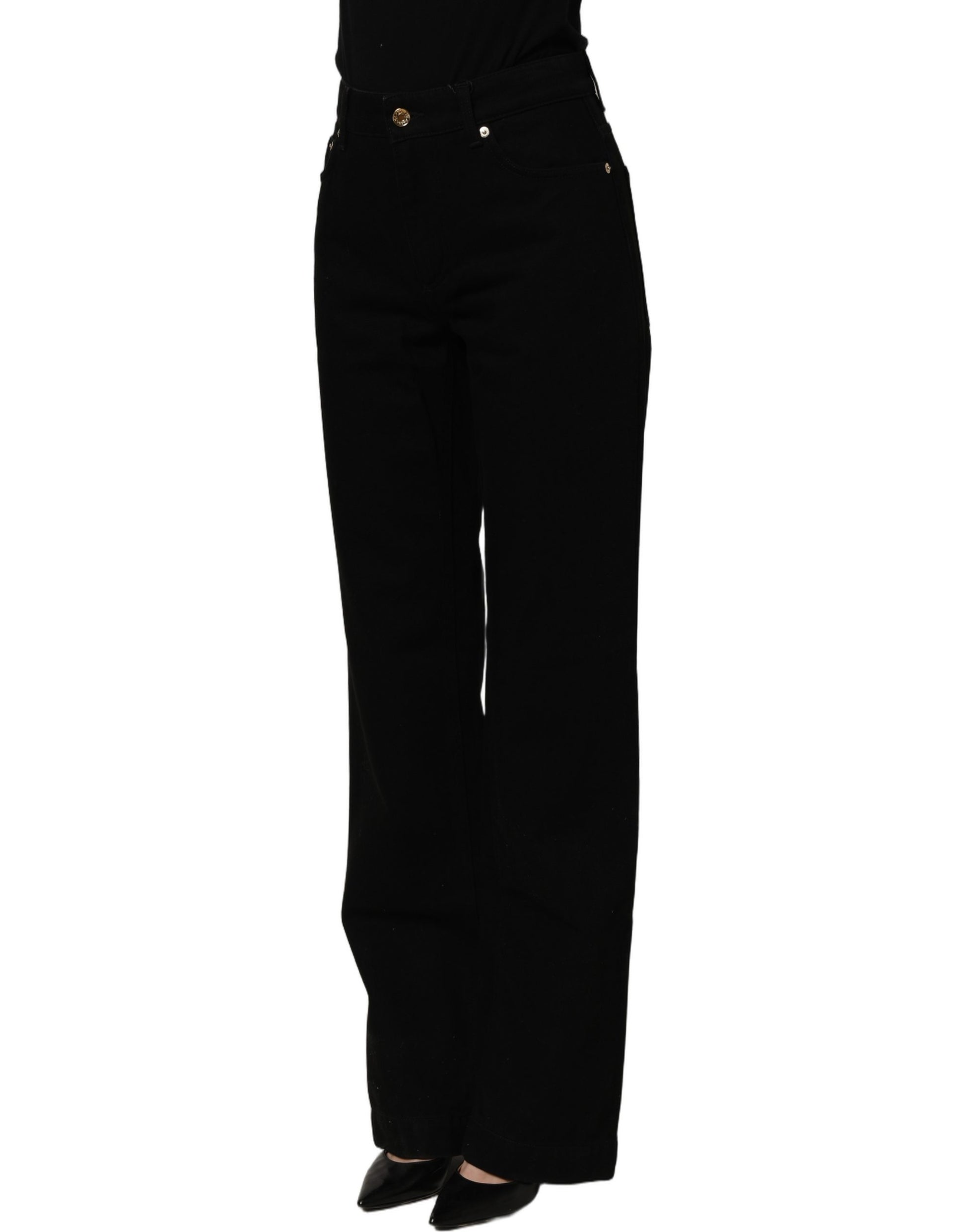 Dolce & Gabbana Black Cotton Stretch Straight Denim Jeans Dolce & Gabbana