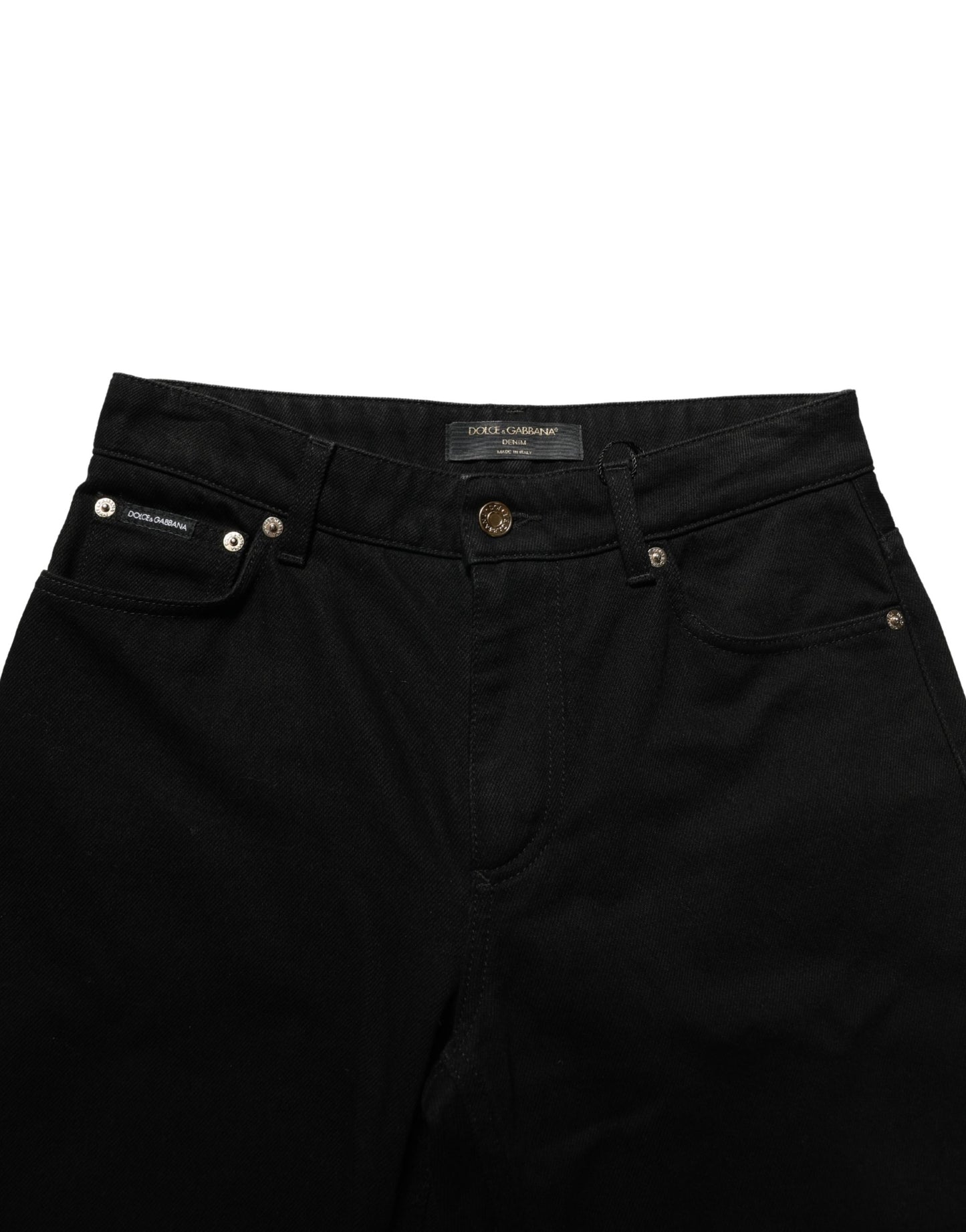 Dolce & Gabbana Black Cotton Stretch Straight Denim Jeans Dolce & Gabbana
