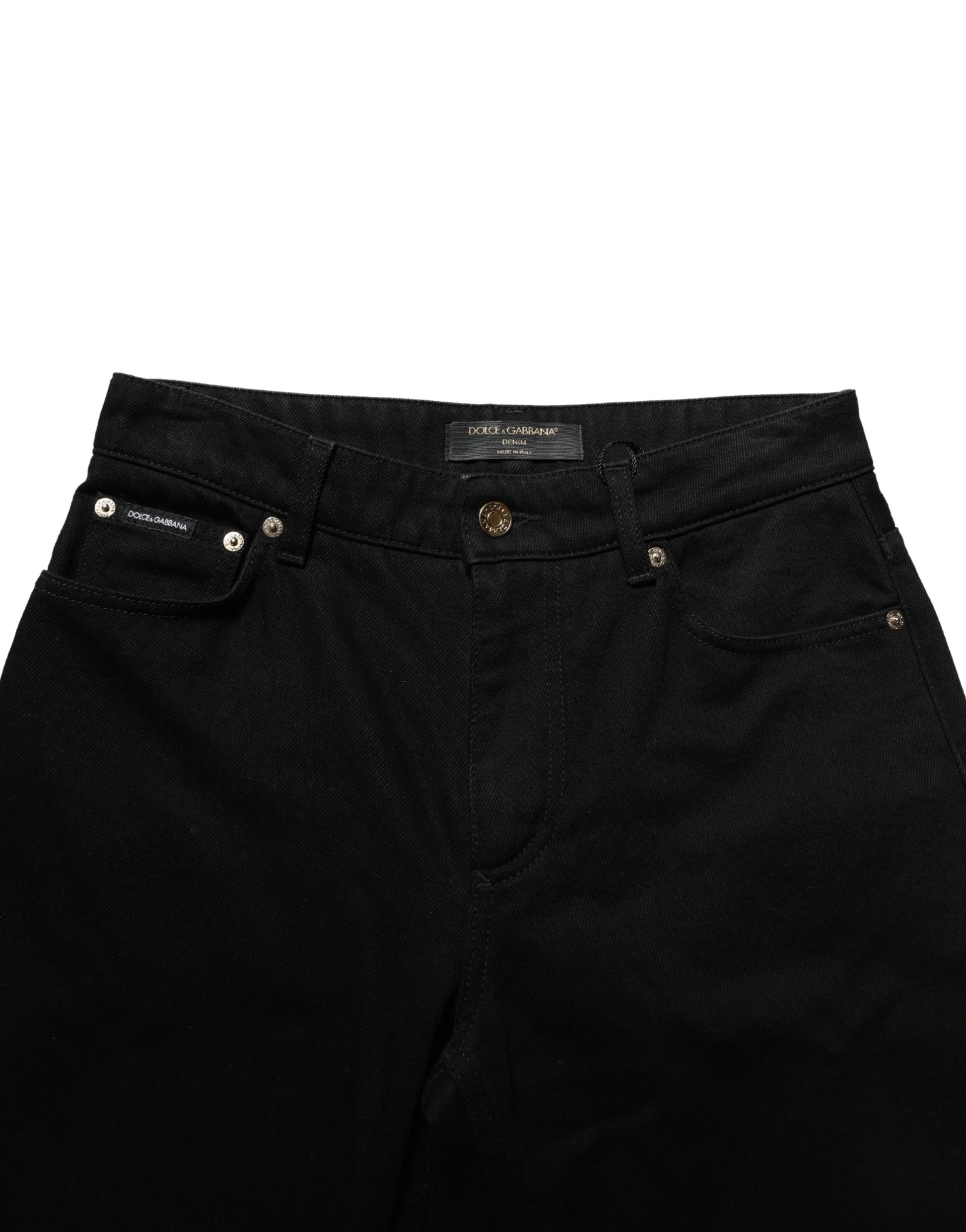Dolce & Gabbana Black Cotton Stretch Straight Denim Jeans Dolce & Gabbana