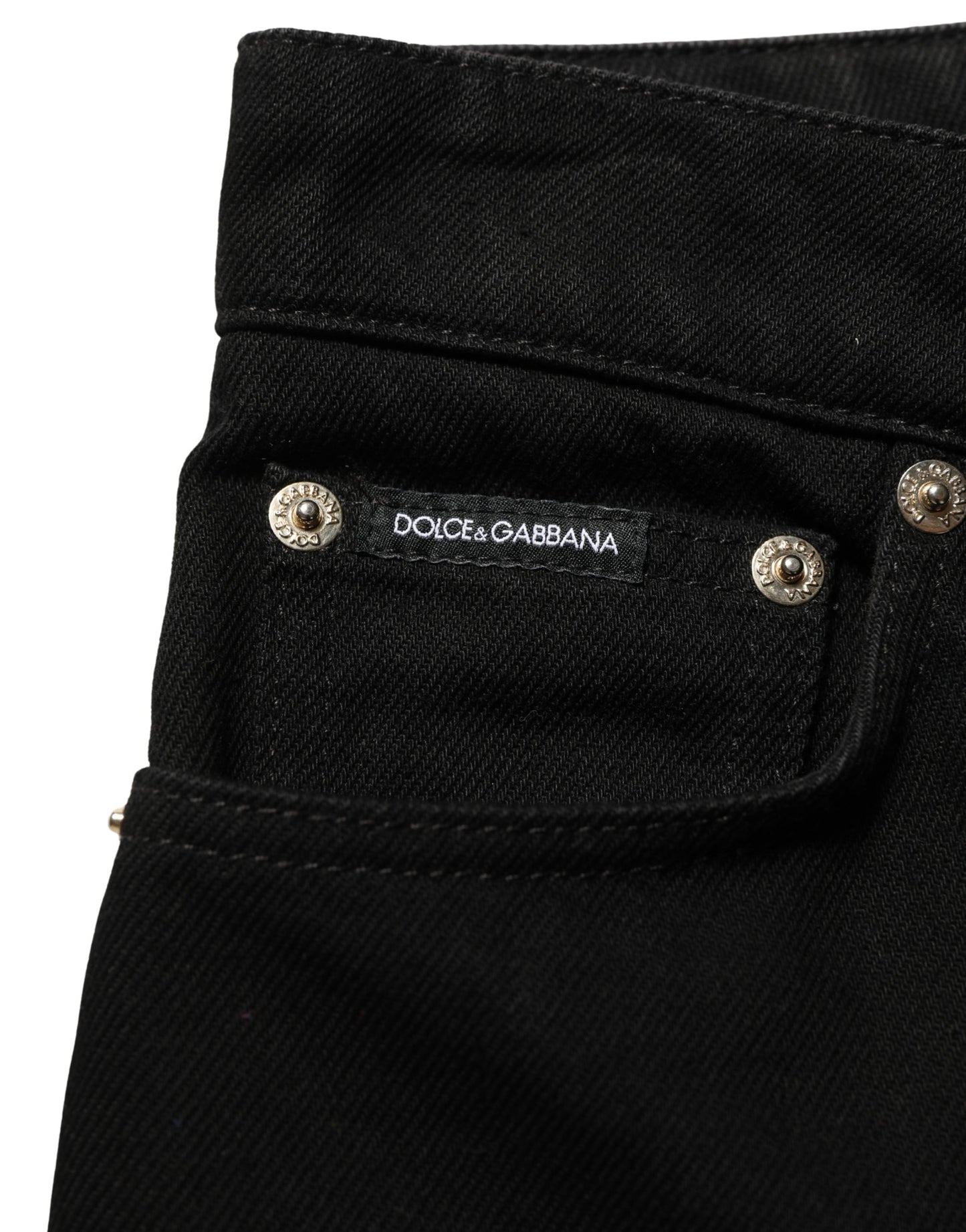 Dolce & Gabbana Black Cotton Stretch Straight Denim Jeans Dolce & Gabbana