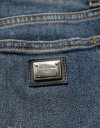 Dolce & Gabbana blue cotton stretch skinny denim jeans with a fitted look and classic five-pocket design.