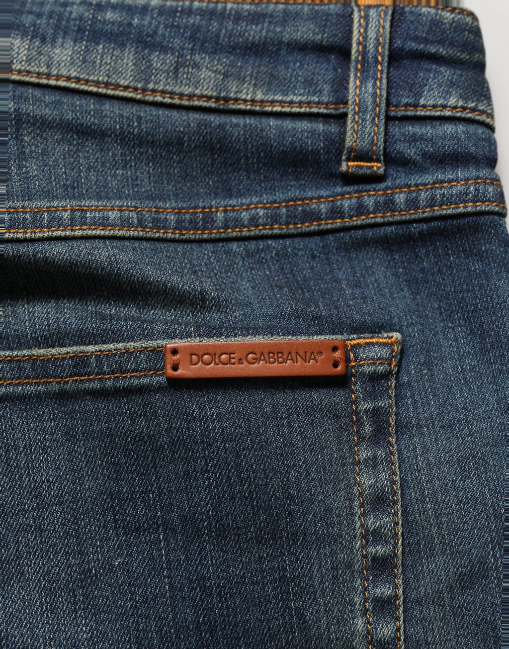 Dolce & Gabbana blue cotton stretch skinny denim jeans with classic five-pocket design and modern fit.