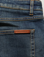 Dolce & Gabbana blue cotton stretch skinny denim jeans with classic five-pocket design and modern fit.
