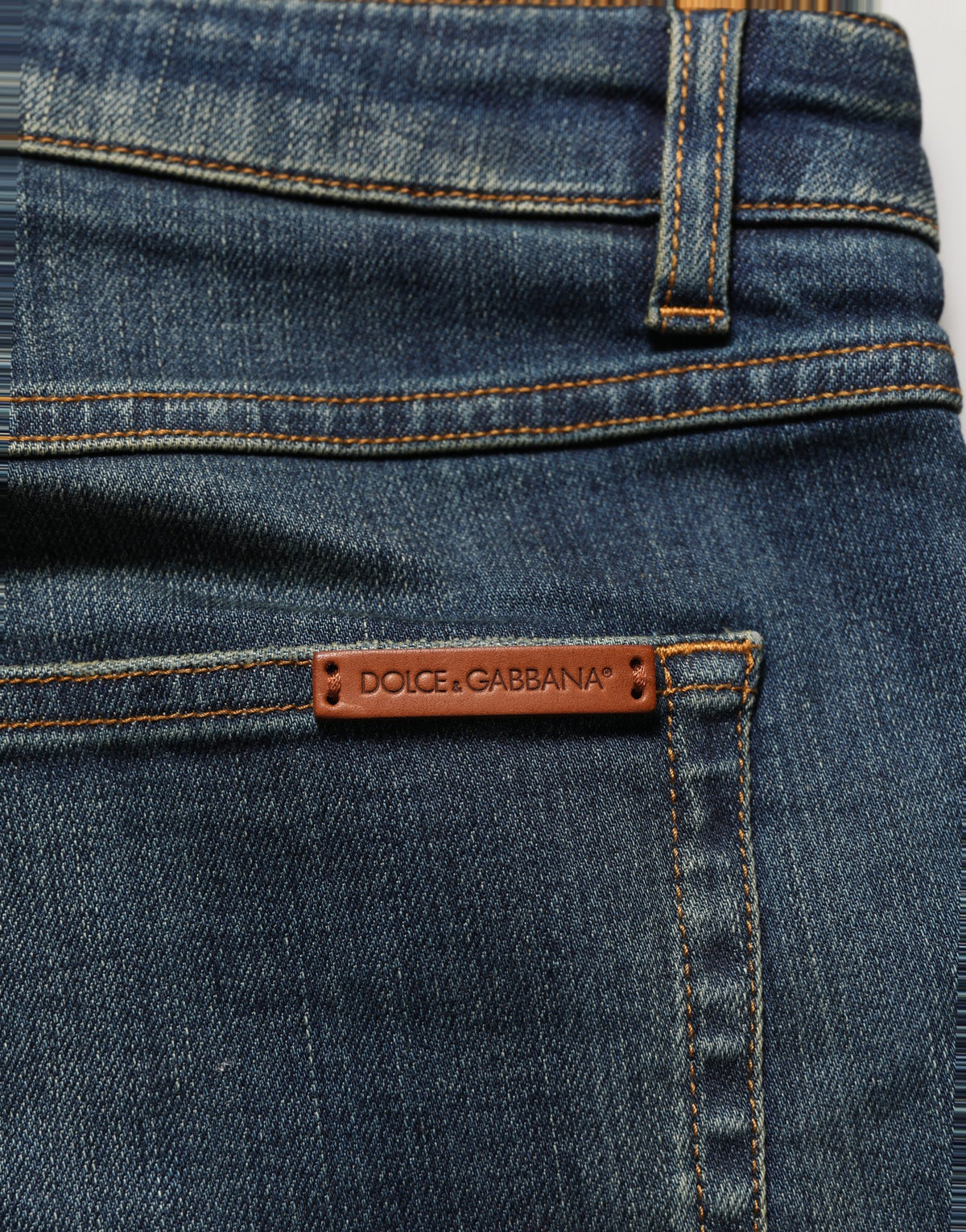 Dolce & Gabbana blue cotton stretch skinny denim jeans with classic five-pocket design and modern fit.