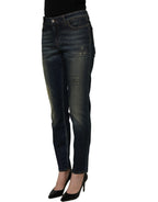 Dolce & Gabbana blue cotton stretch skinny denim jeans with classic five-pocket design and fitted silhouette.