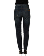 Dolce & Gabbana blue cotton stretch skinny denim jeans, fitted style with classic five-pocket design and belt loops.