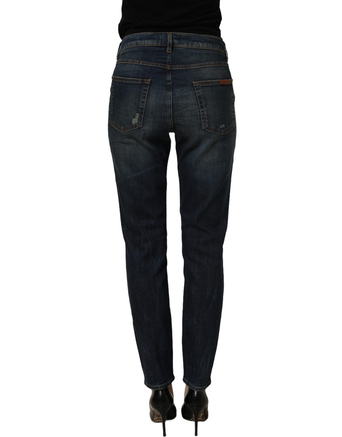 Dolce & Gabbana blue cotton stretch skinny denim jeans, fitted style with classic five-pocket design and belt loops.
