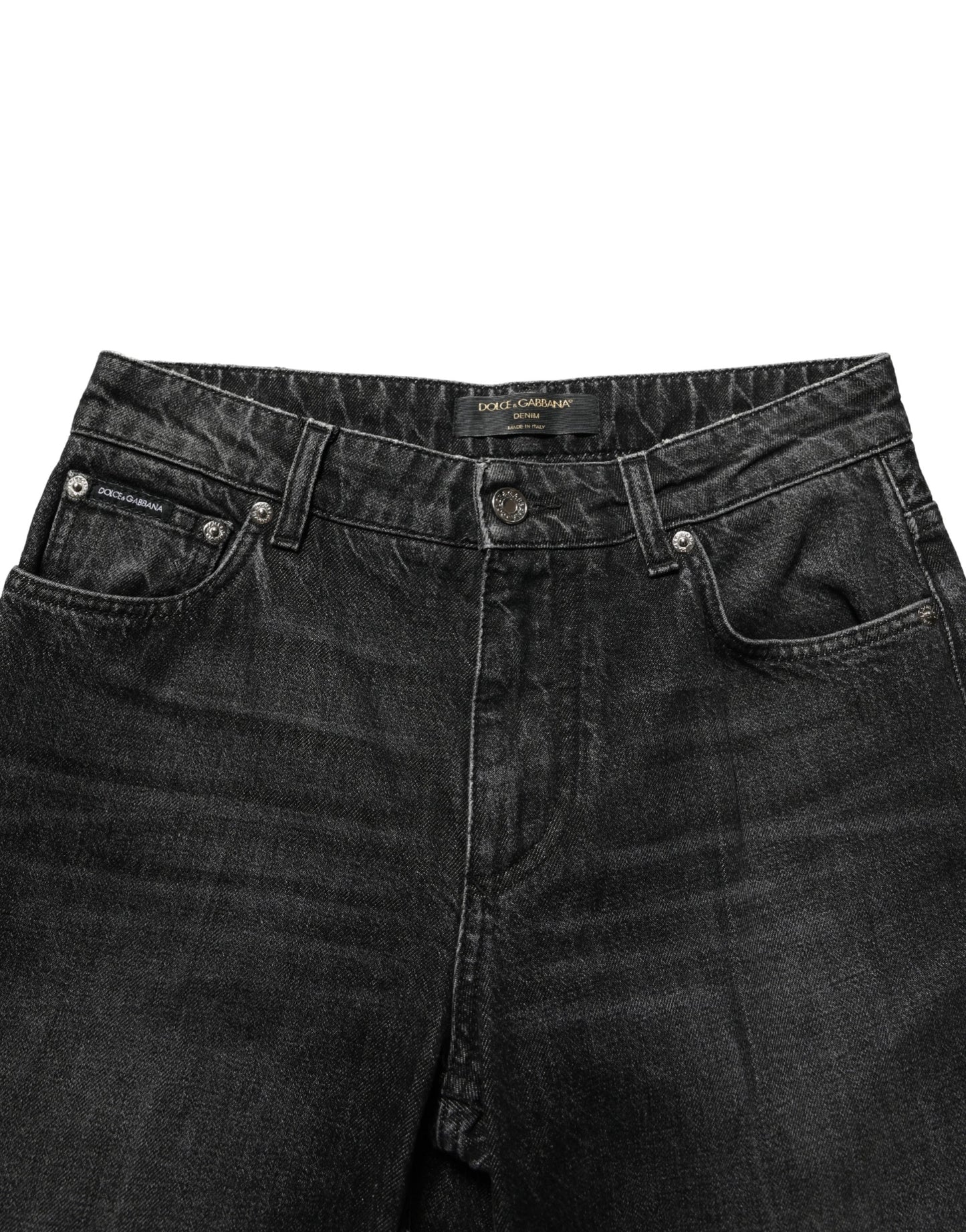 Dolce & Gabbana Black Cotton Stretch Straight Denim Jeans Dolce & Gabbana