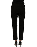 Dolce & Gabbana black cotton skinny denim trousers with classic five-pocket design and slim fit style.