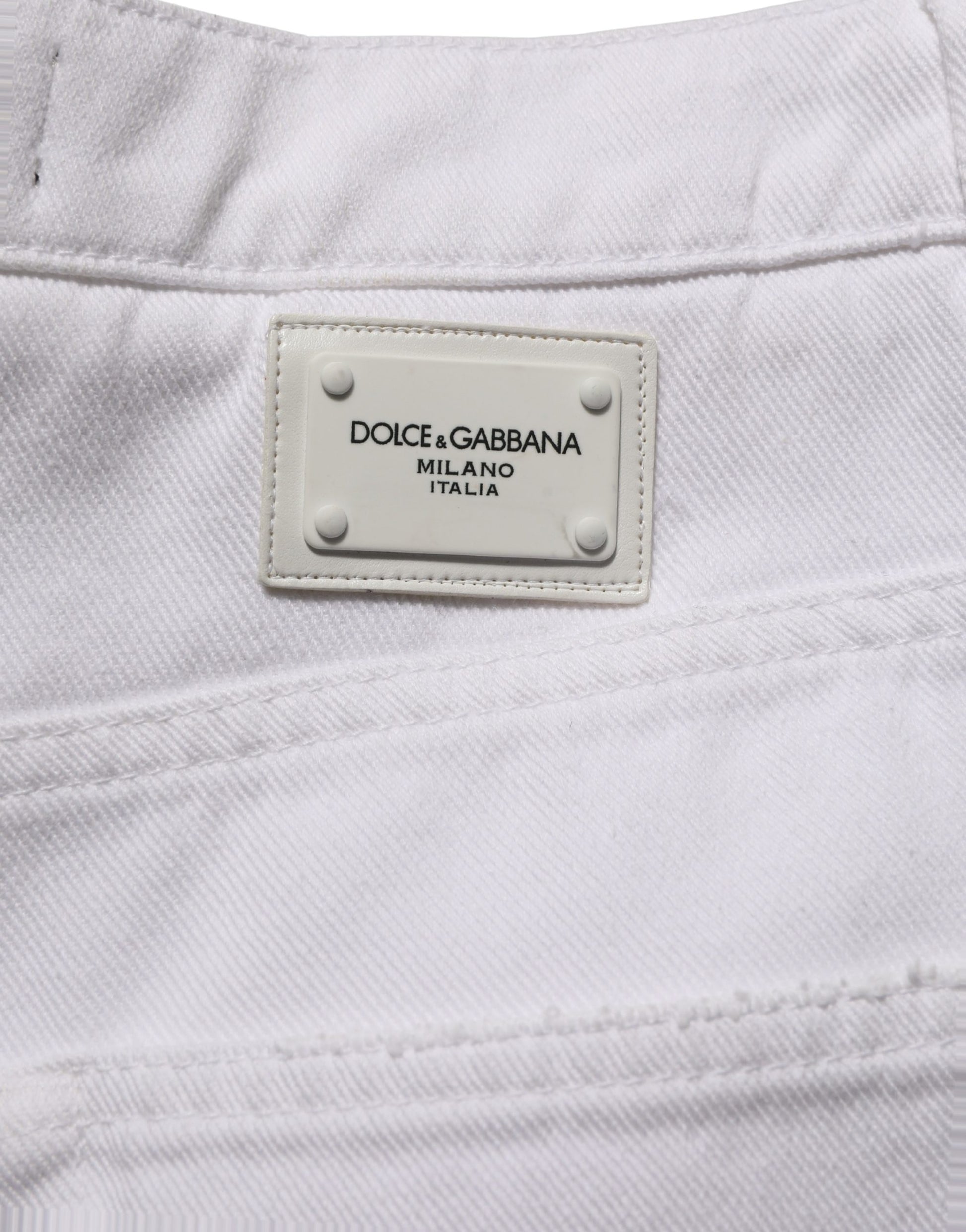 Dolce & Gabbana White Cotton Stretch Wide Leg Denim Jeans Dolce & Gabbana