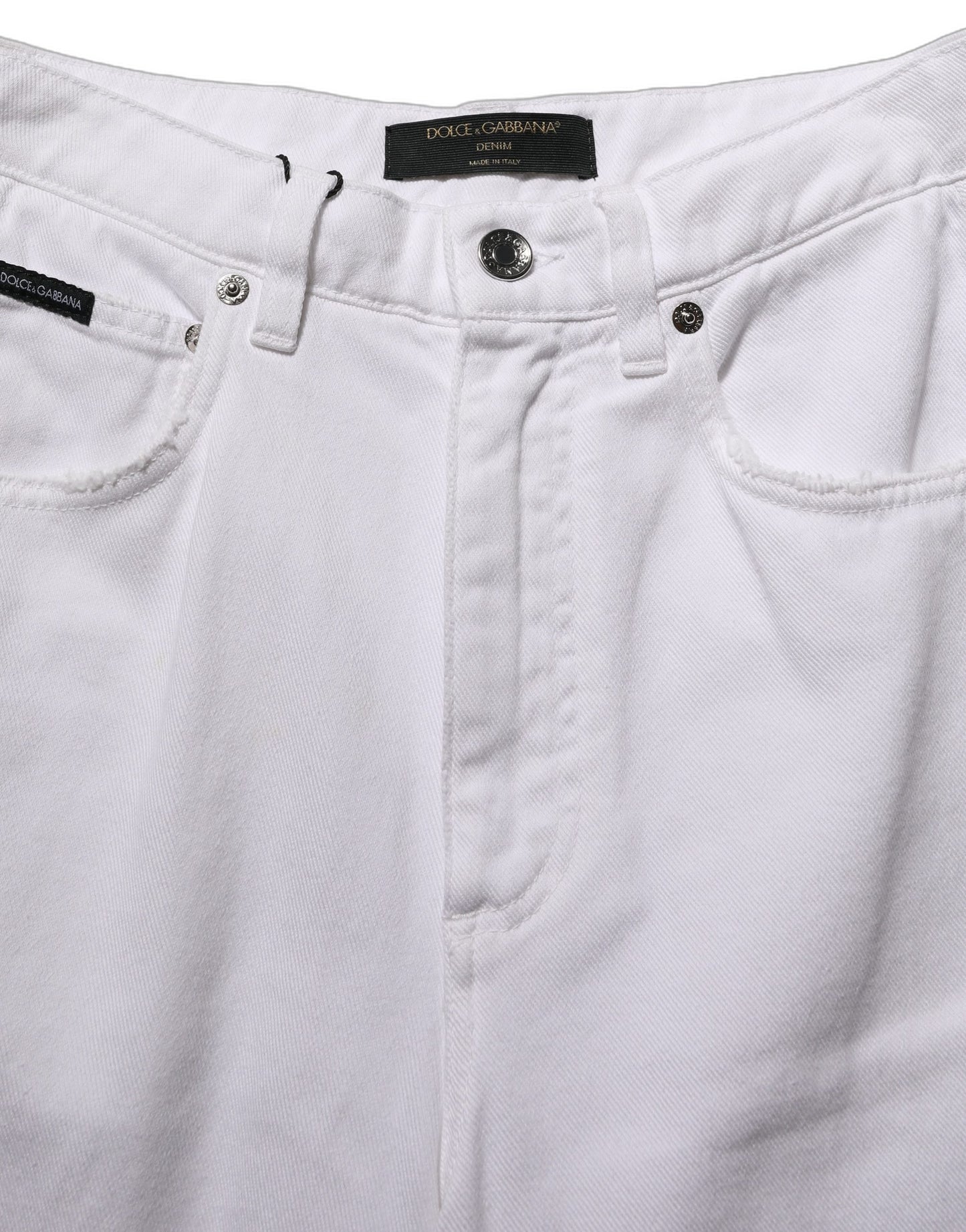 Dolce & Gabbana White Cotton Stretch Wide Leg Denim Jeans Dolce & Gabbana