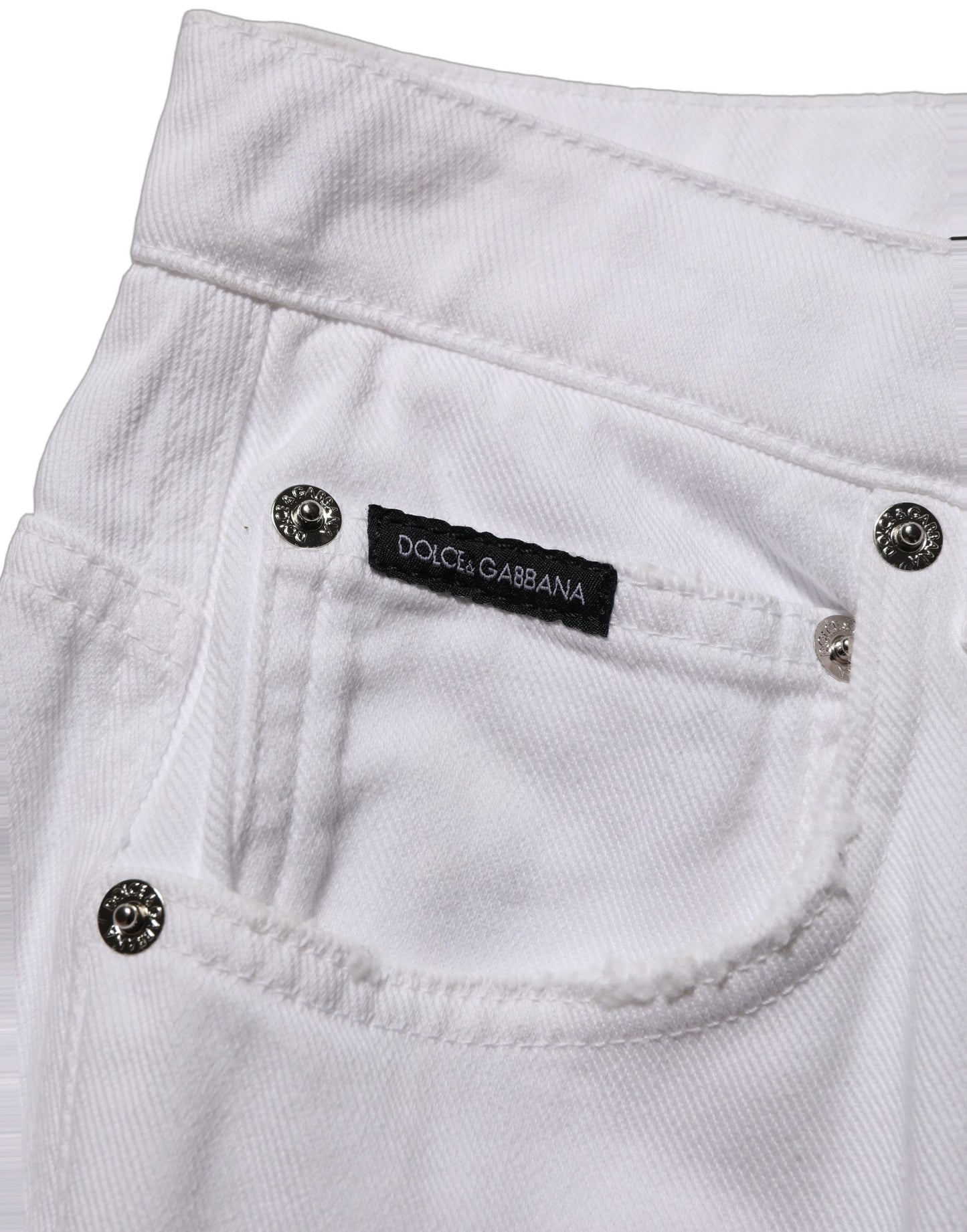 Dolce & Gabbana White Cotton Stretch Wide Leg Denim Jeans Dolce & Gabbana