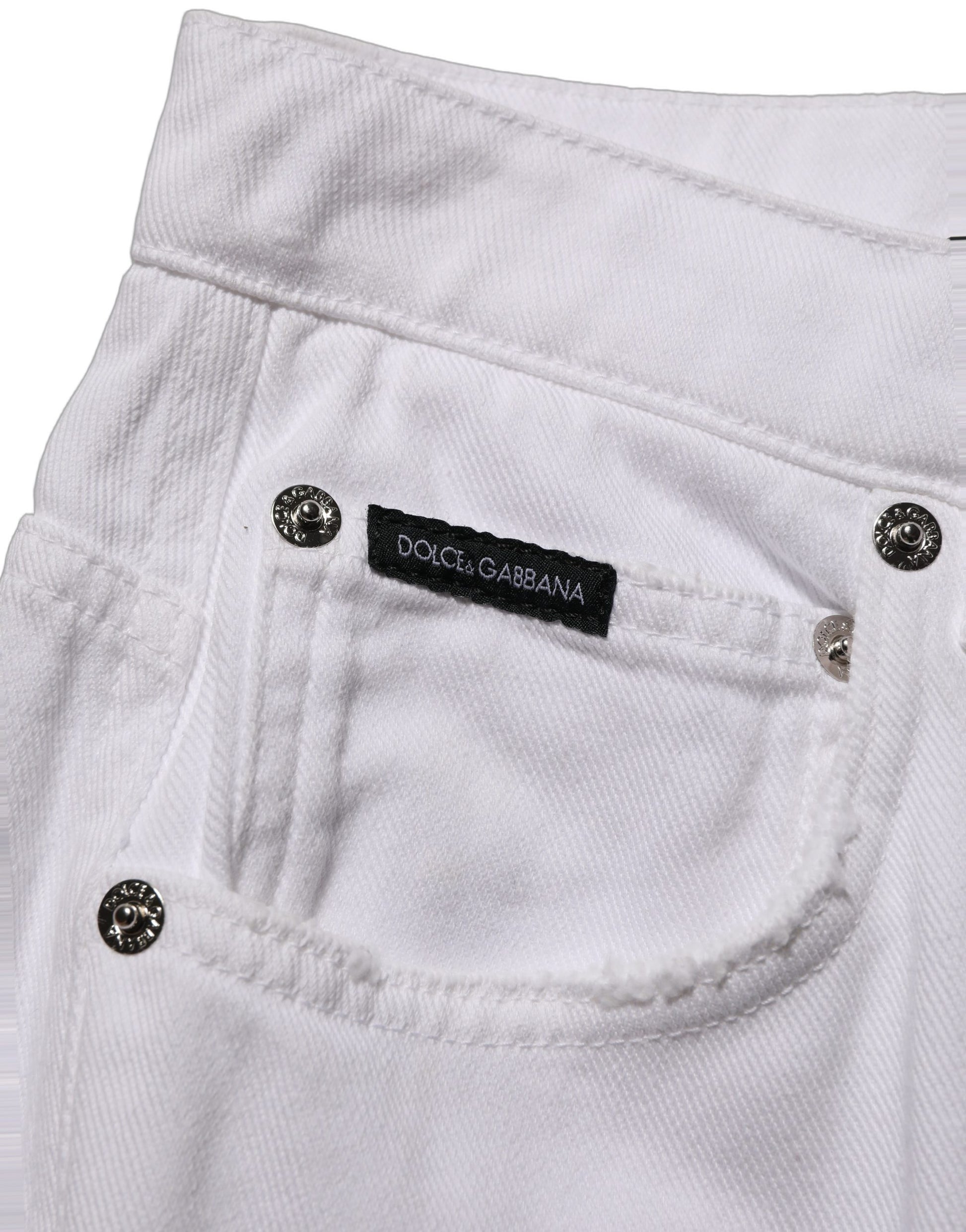 Dolce & Gabbana White Cotton Stretch Wide Leg Denim Jeans Dolce & Gabbana