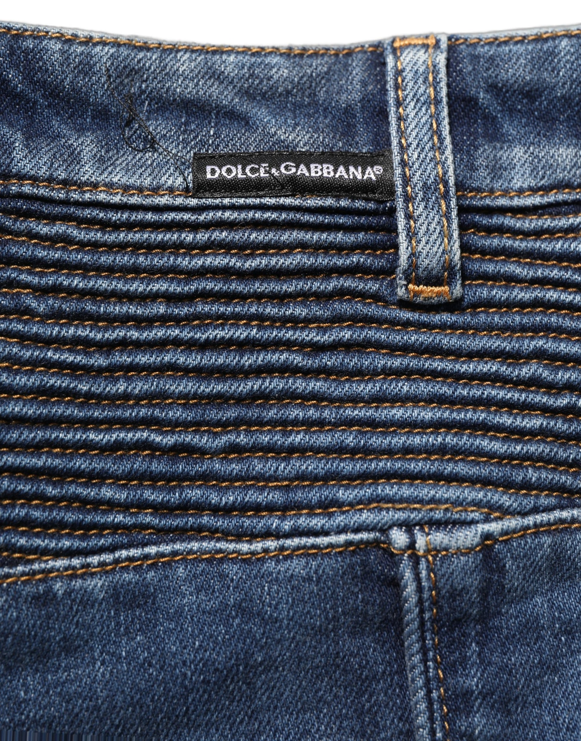 Dolce & Gabbana Dark Blue Cotton Stretch Skinny Denim Jeans Dolce & Gabbana