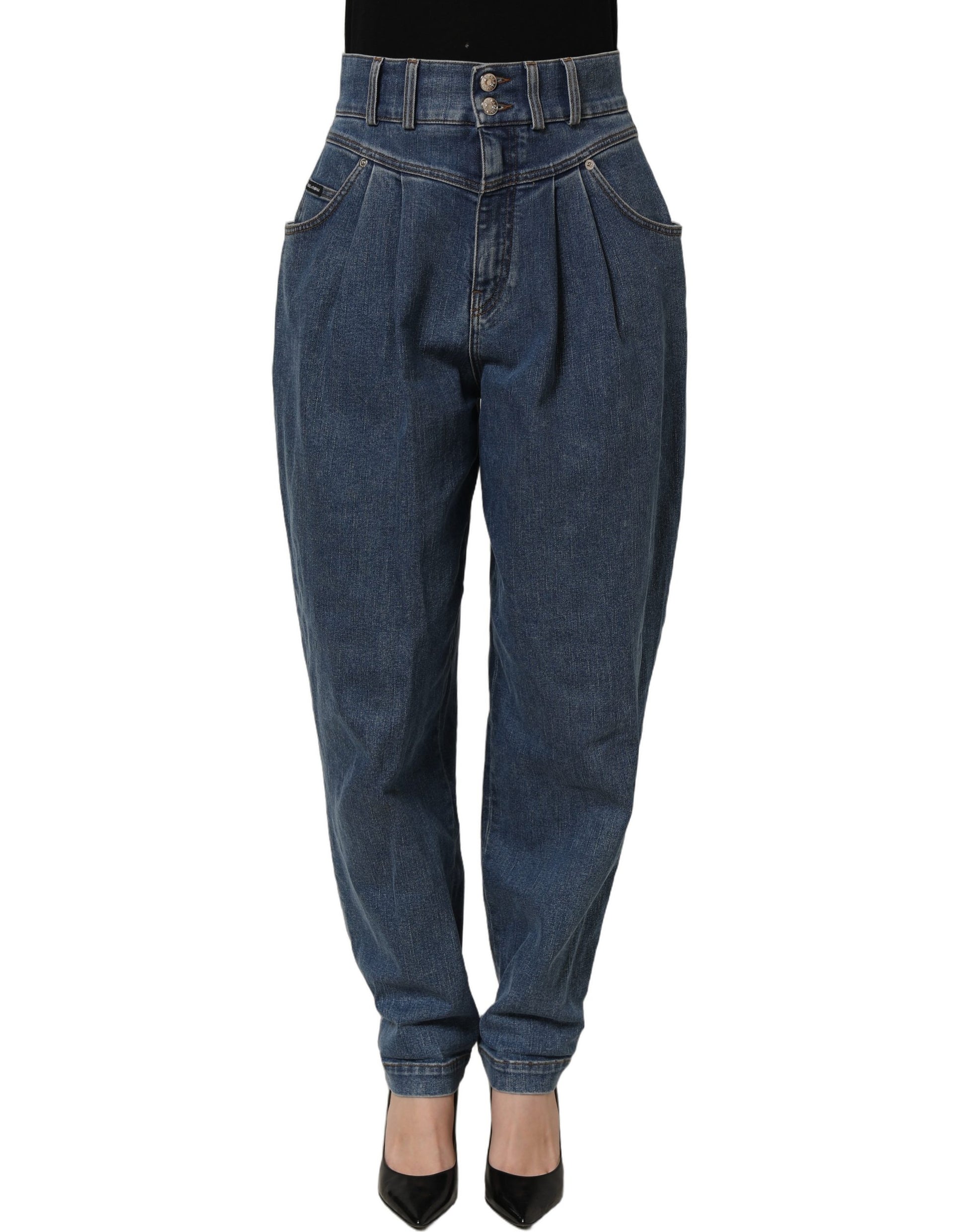 Dolce & Gabbana Dark Blue Cotton Stretch Tapered Denim Jeans Dolce & Gabbana