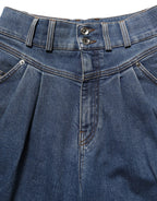 Dark blue cotton stretch tapered denim jeans by Dolce & Gabbana, showing fit and classic style with visible stitching and pockets.