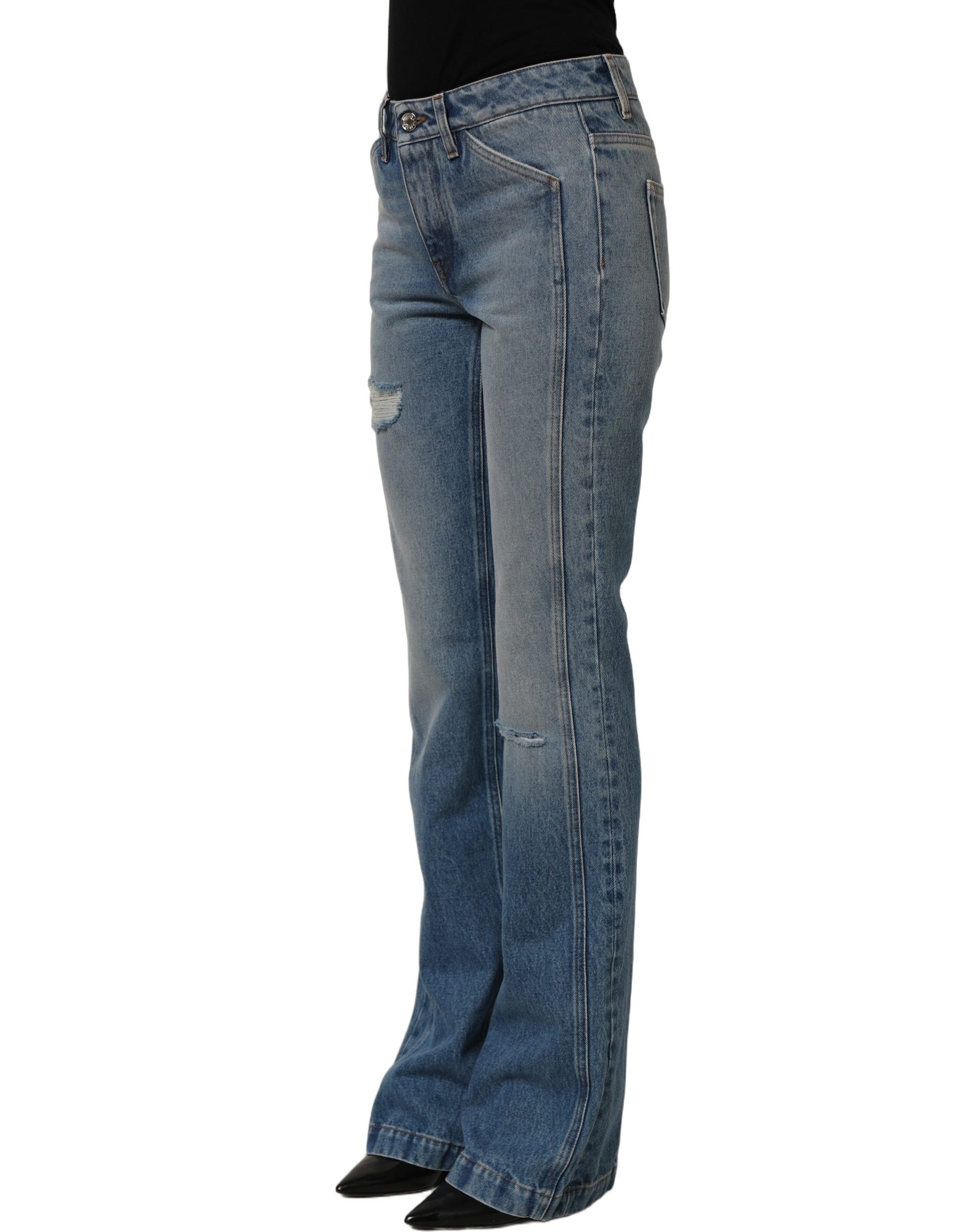 Dolce & Gabbana Blue Cotton Boot Cut Denim Trouser Jeans Dolce & Gabbana