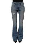Blue cotton boot cut denim jeans by Dolce & Gabbana, showing the relaxed fit and classic jean details.