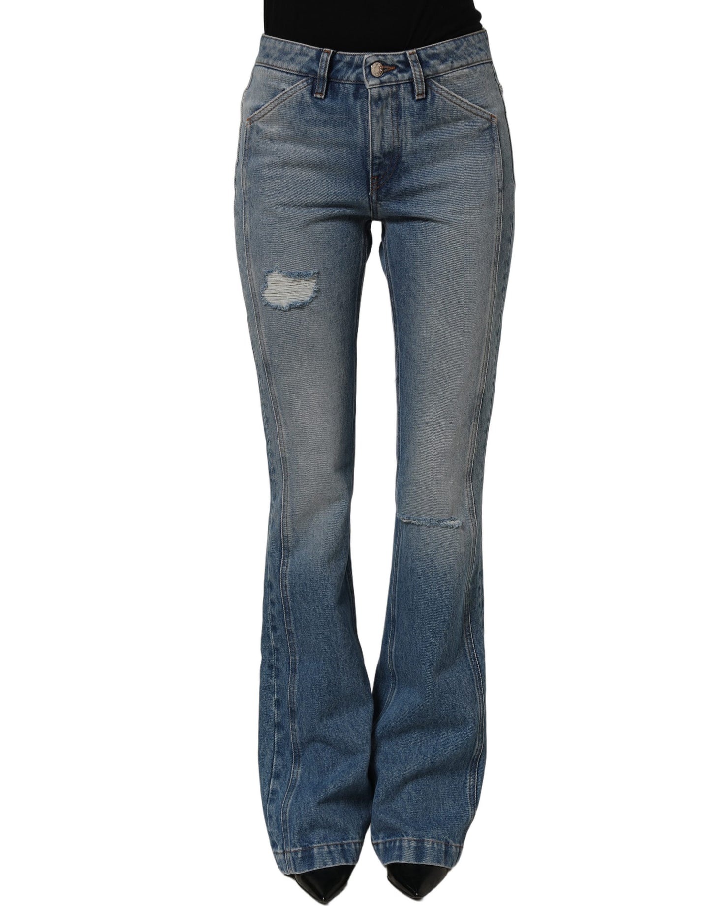 Dolce & Gabbana Blue Cotton Boot Cut Denim Trouser Jeans Dolce & Gabbana