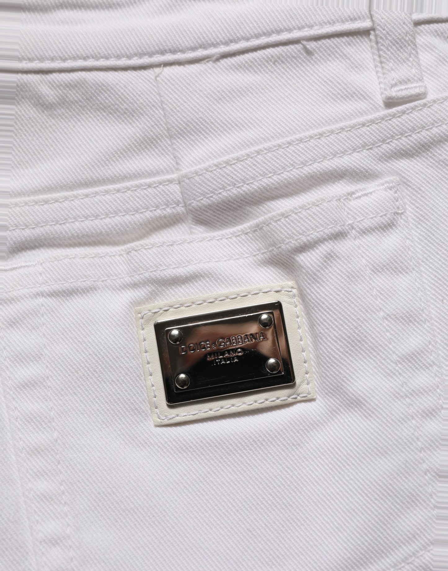 Dolce & Gabbana White Cotton Low Rise Denim Hot Pants Shorts Dolce & Gabbana