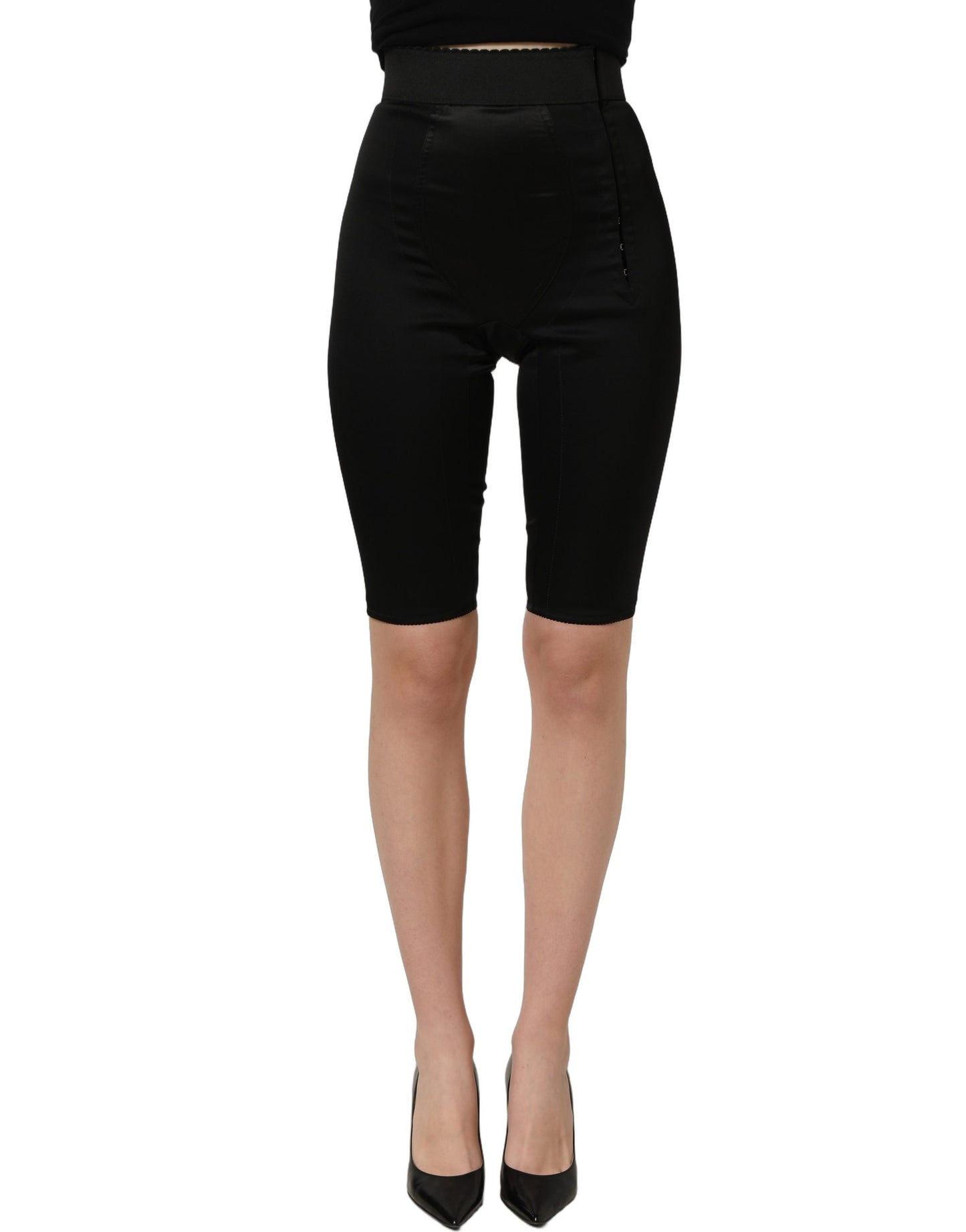 Dolce & Gabbana Black Nylon HighWaist Elastic Waistband Shorts Dolce & Gabbana