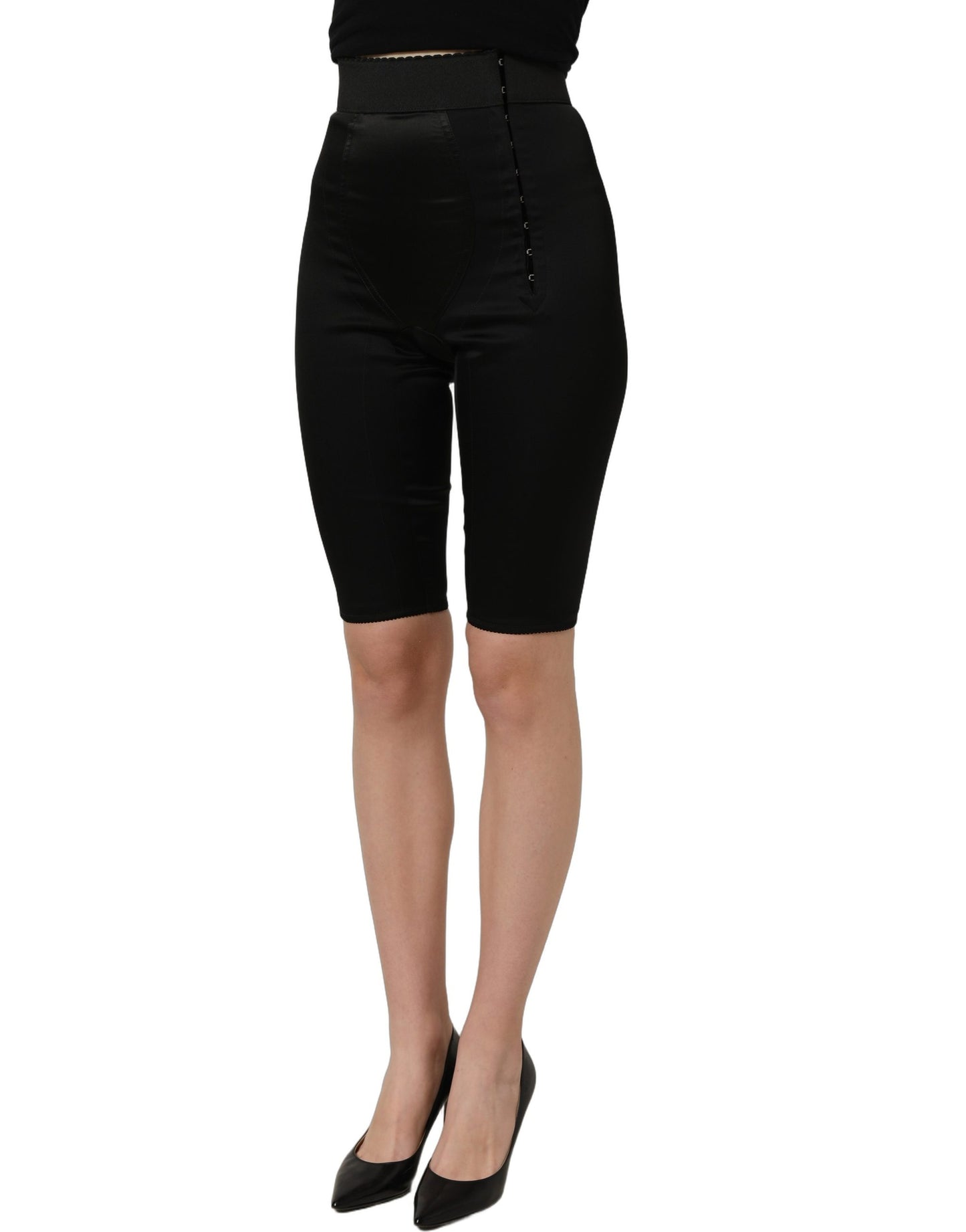 Dolce & Gabbana Black Nylon HighWaist Elastic Waistband Shorts Dolce & Gabbana