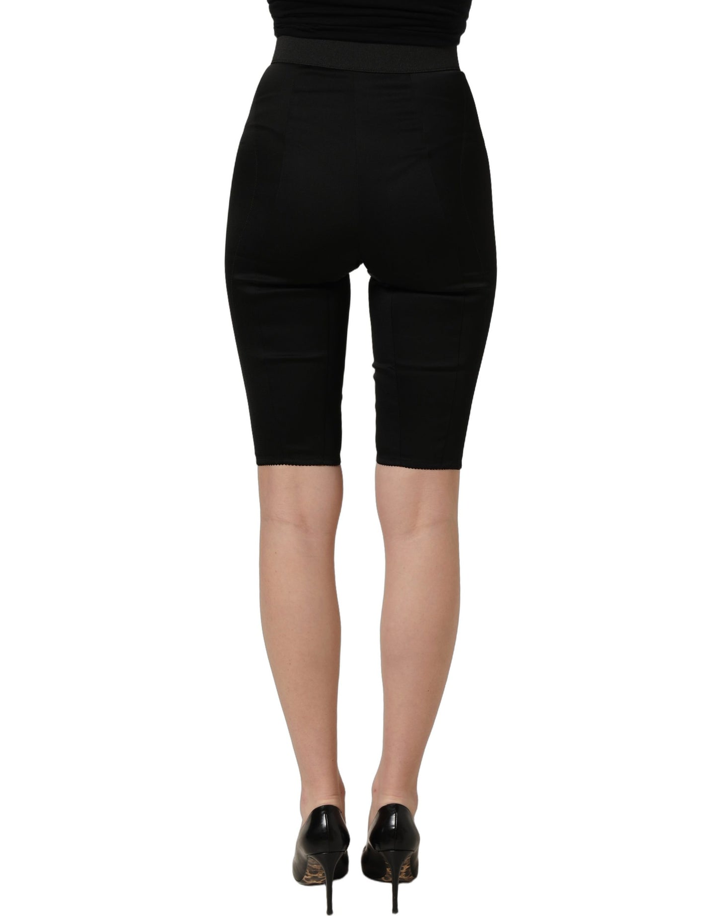 Dolce & Gabbana Black Nylon HighWaist Elastic Waistband Shorts Dolce & Gabbana