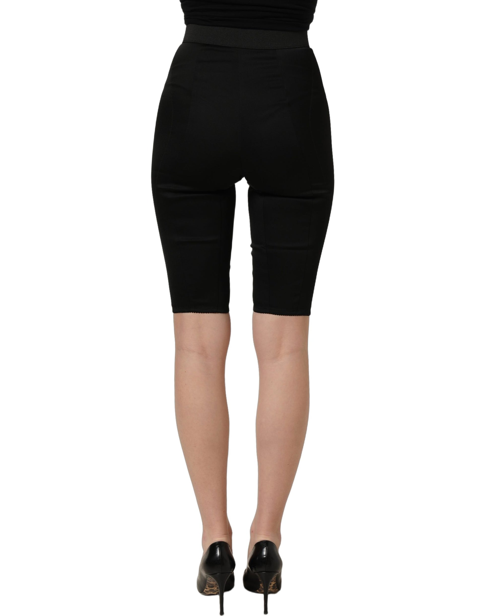Dolce & Gabbana Black Nylon HighWaist Elastic Waistband Shorts Dolce & Gabbana