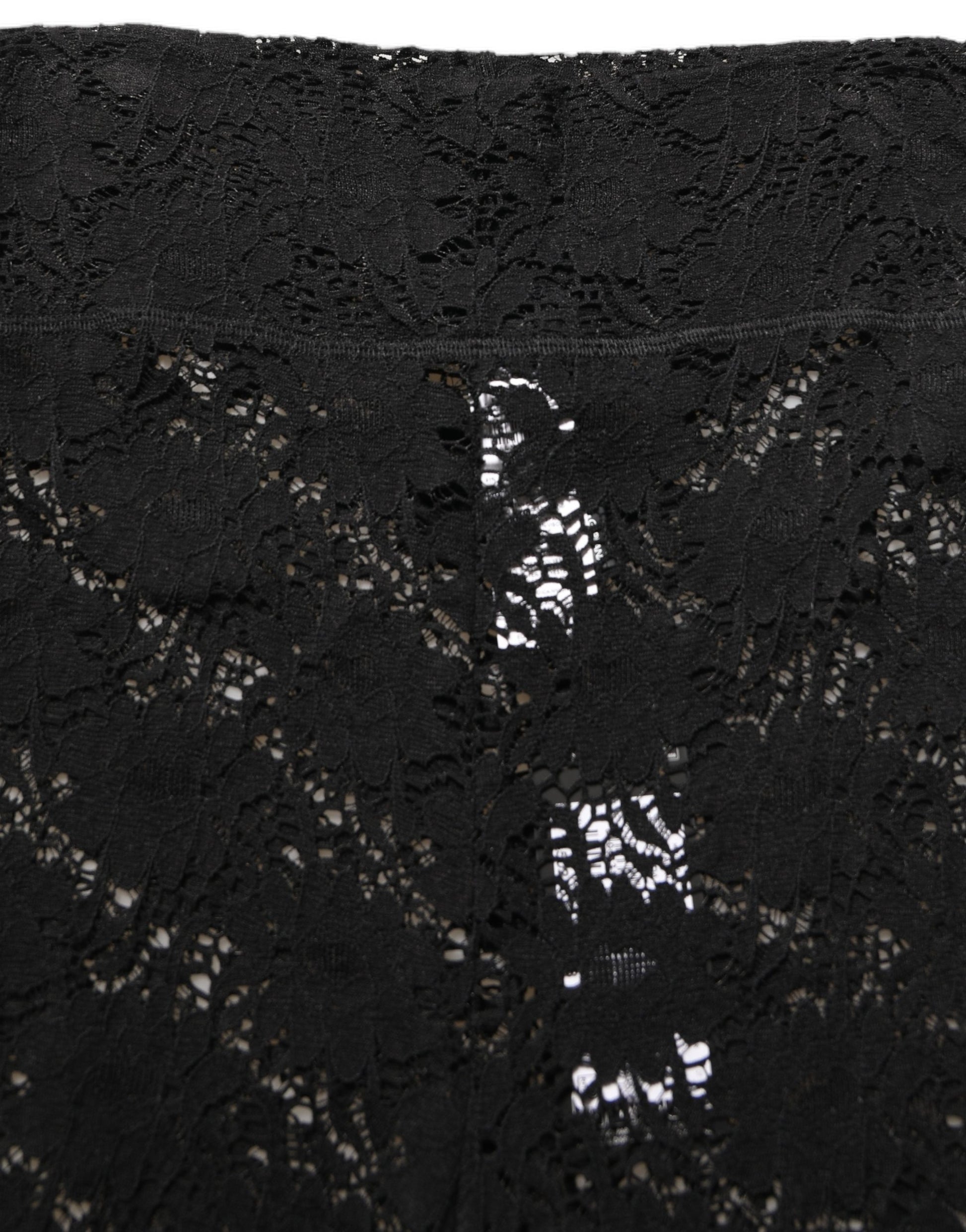 Dolce & Gabbana Black High Waist Sheer Floral Lace Shorts Dolce & Gabbana