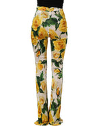 Multicolor floral high waist straight pants by Dolce & Gabbana with vibrant floral print and tailored fit.